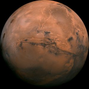 A NASA image of the planet Mars. Photograph courtesy of NASA.