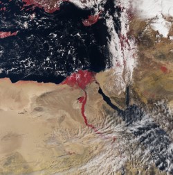 Sentinel-2 image of the Nile Delta, the Levant, and the Eastern Mediterranean. Image courtesy of the European Union.