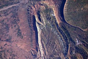 Expedition 47 Flight Engineer Jeff Williams of NASA captured this detailed photograph from the International Space Station during a daytime flyover of Morocco on May 2, 2016. Williams shared the image to social media and asked, "Reptile scales, or incredible and rugged geology in Morocco?" Photograph courtesy of NASA.