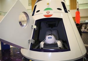 A mock-up of the Iranian Space Agency's human-rated space capsule. Photograph courtesy of the Tasnim News Agency.
