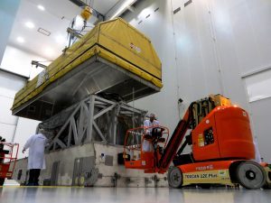 Intelsat-33E readied for departure from Boeing's El Segundo, California, plant. Photograph courtesy of Intelsat.