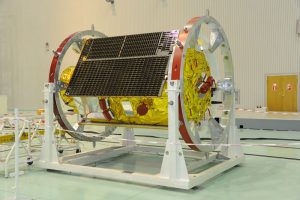 The Egyptsat-2 high-resolution remote sensing satellite in a clean room prior to launch. Photograph courtesy of Wikipedia.