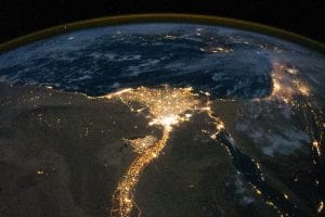 The Nile Delta at night. Image courtesy of NASA.