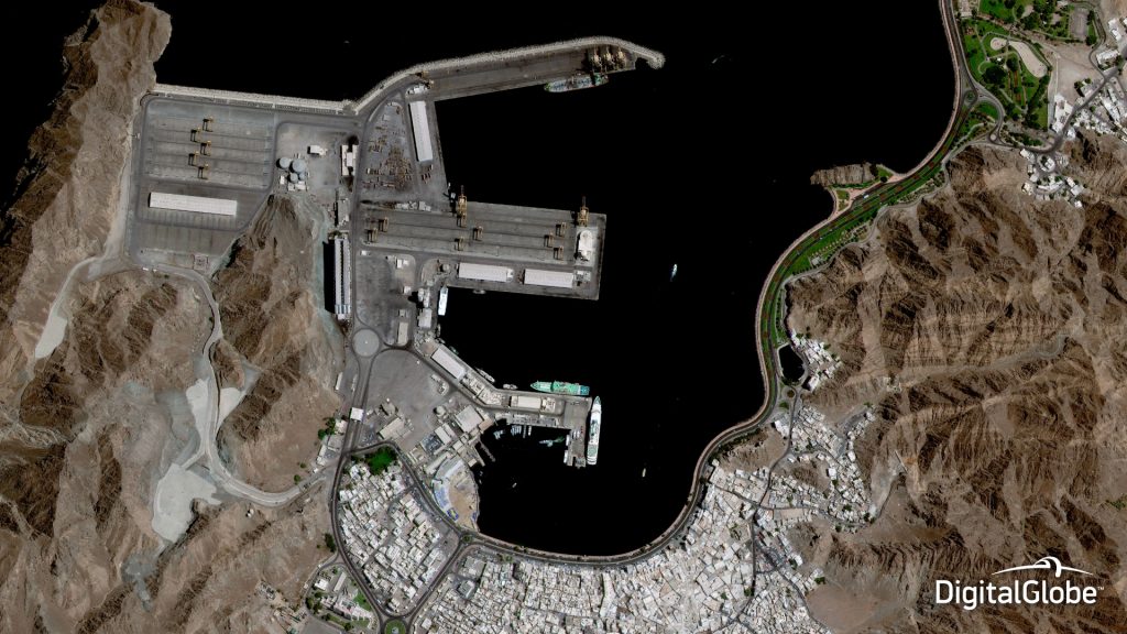 Image of Muscat, Oman, taken by DigitalGlobe's GeoEye-1 on 10 October 2014. Image courtesy of DigitalGlobe.