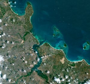 An image of the Tanzanian capital, Dar es Salaam, taken by SPOT-6. Image courtesy of Airbus Defence & Space.